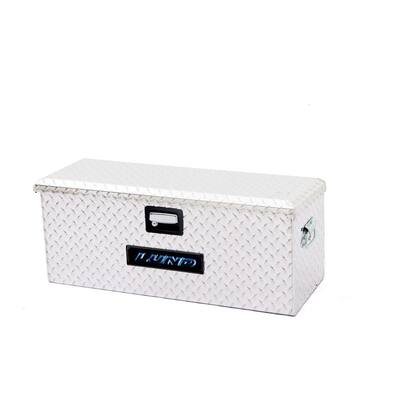 32 in Diamond Plate Aluminum Full Size Chest Truck Tool Box with mounting hardware and keys included, Silver