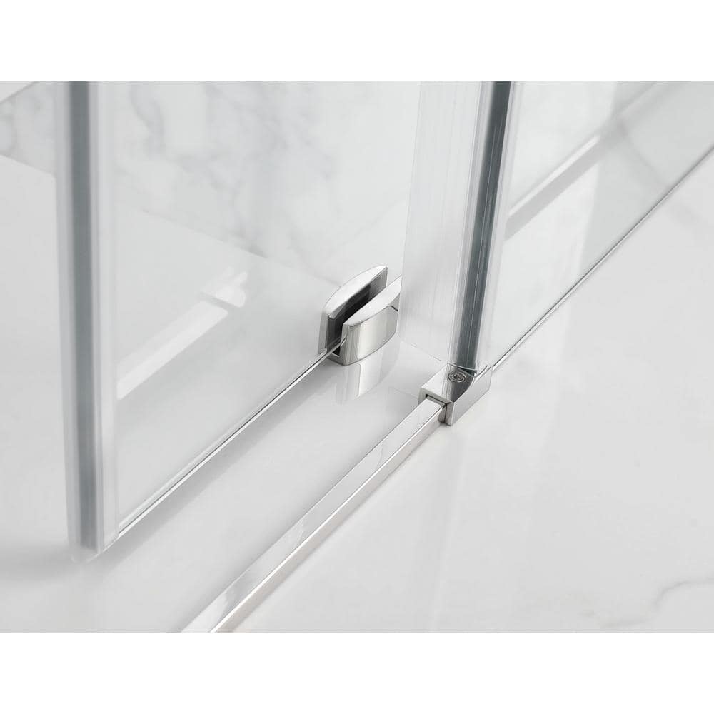 Coraline XL Frameless Clear Glass Sliding Shower Enclosure with Polished Chrome Finish