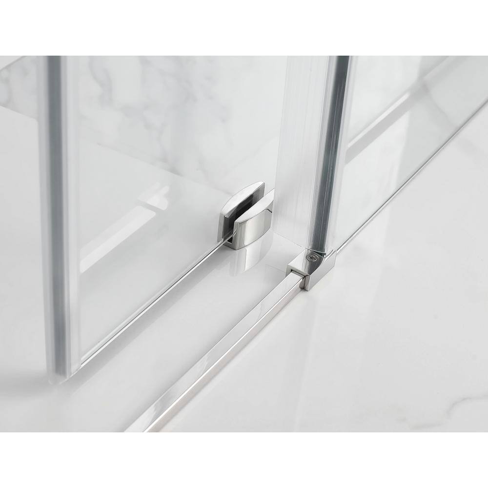 Coraline XL Frameless Chrome Sliding Shower Enclosure with Clear Glass