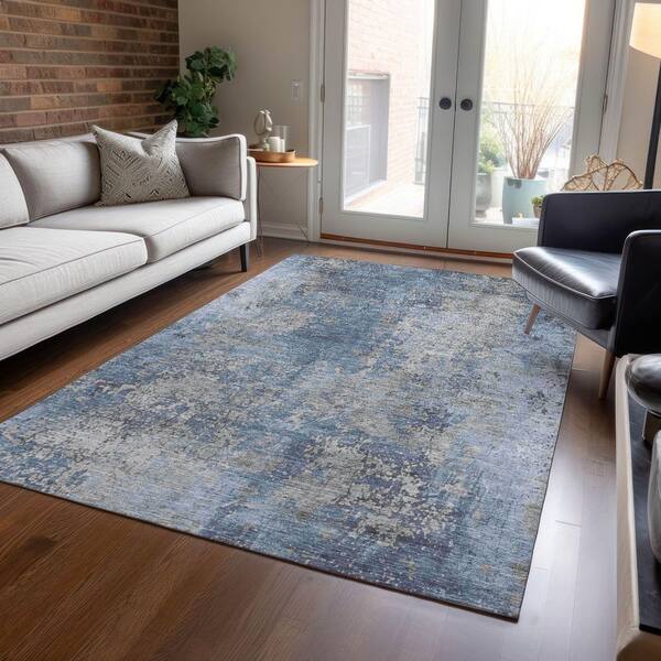 Chantille Machine Washable Indoor/Outdoor Abstract ACN1789 Denim 9 ft. x 12 ft. Area Rug