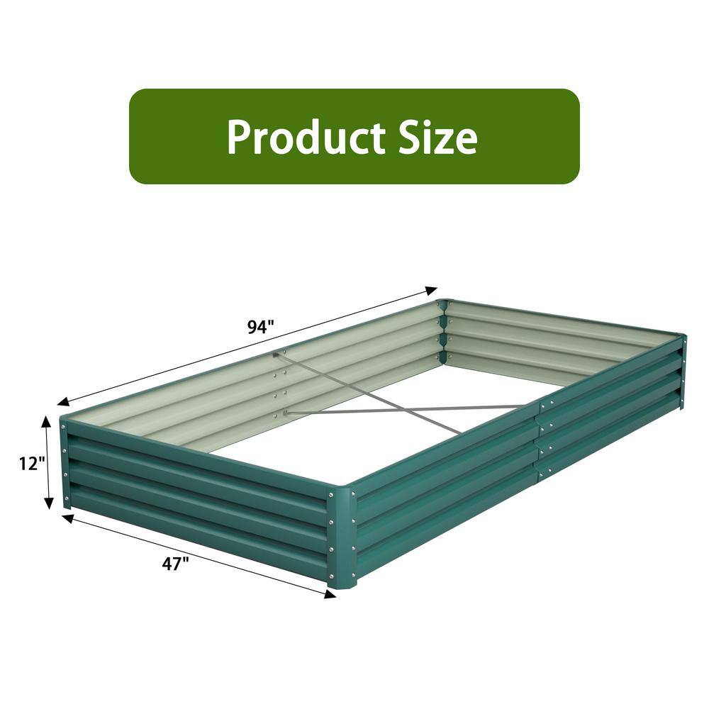 8 ft x 4 ft Green Galvanized Steel Raised Garden Bed Planter