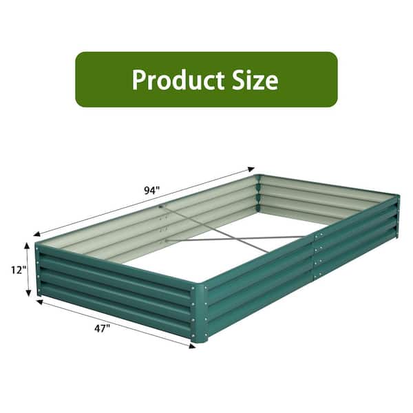 Tozey 8 ft. x 4 ft. x 1 ft. Galvanized Steel Raised Garden Bed