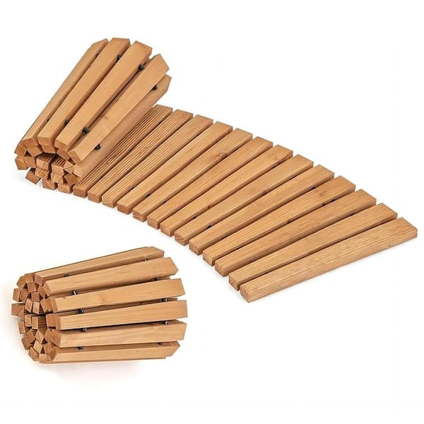 6 ft. Cedar Wooden Garden Walkway Curved Pathway Weather-Resistant UV Protection Roll Out Pathway