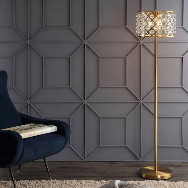 Elizabeth 60 in. Brass Gold/Clear Crystal/Metal LED Floor Lamp
