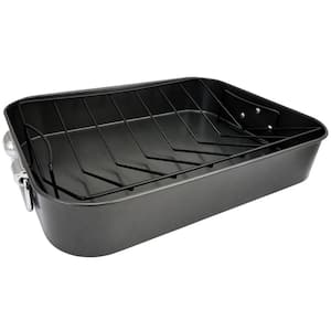 Top Roast 10 qt. Black Carbon Steel Roasting Pan with Rack