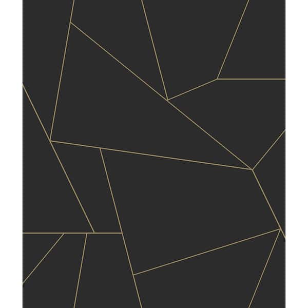 Black and Gold Geometric Brilliant Peel and Stick Wallpaper Roll