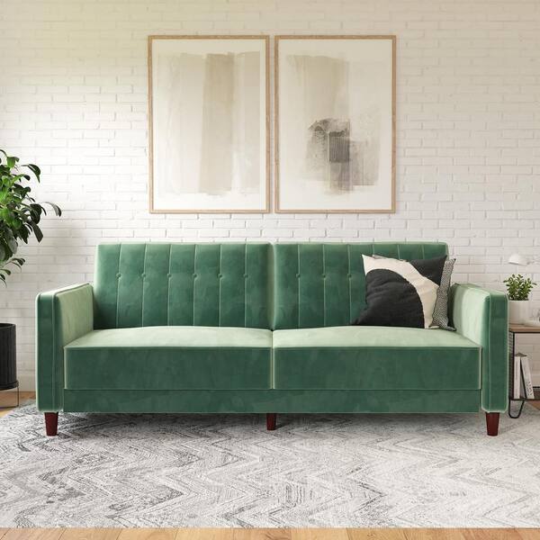 DHP Iris Light Green Velvet Tufted Futon DE85468 The Home Depot