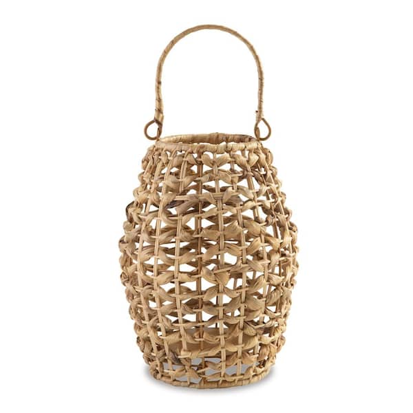 Signature DESIGN BY ASHLEY Etta 16.5 in. x 8.5 in. Brown Rattan Lantern