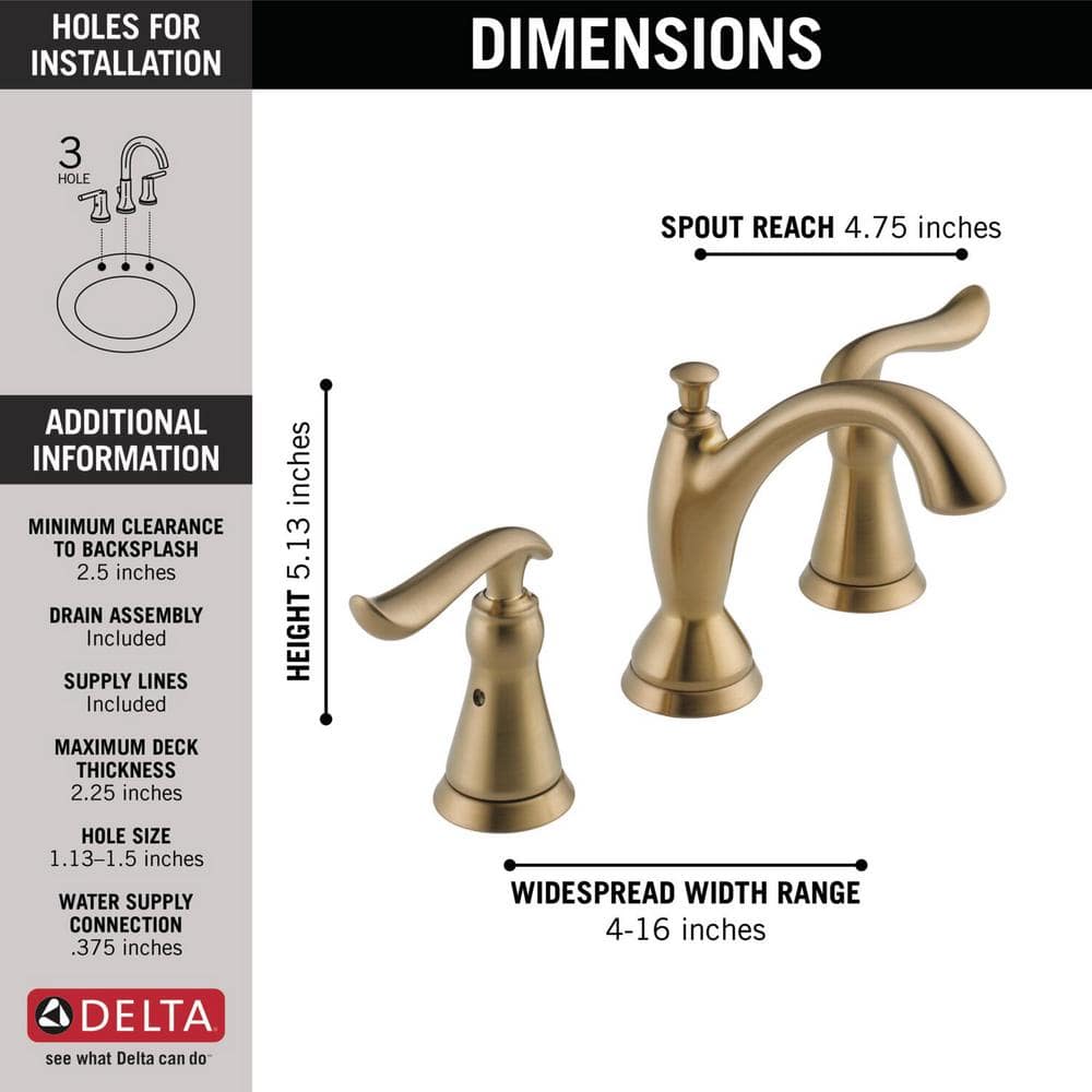 Champagne Bronze Widespread Bathroom Faucet with Metal Handles
