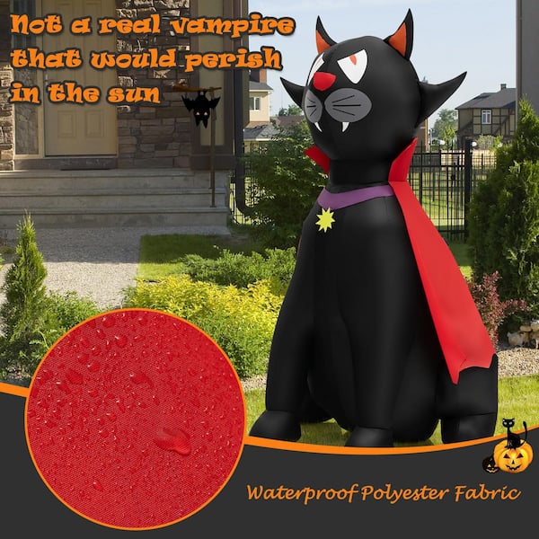 Costway 4.7 ft. Halloween Inflatable Vampire Black Cat with Red 