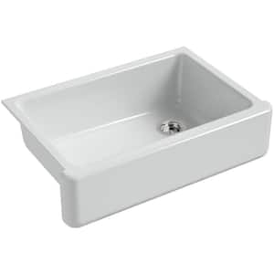 Whitehaven Farmhouse Apron Front Self-Trimming Cast Iron 33 in. Single Bowl Kitchen Sink in Ice Grey