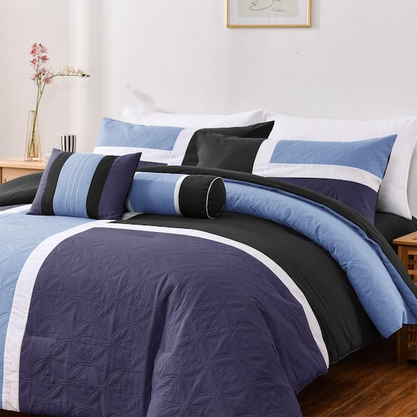 Shatex 7-Piece Bed-in-A-Bag Comforter Bedding Set- King All Season