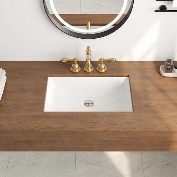 21 in. L x 15 in. W Rectangular Undermount Bathroom Sink with Overflow in White Vitreous China