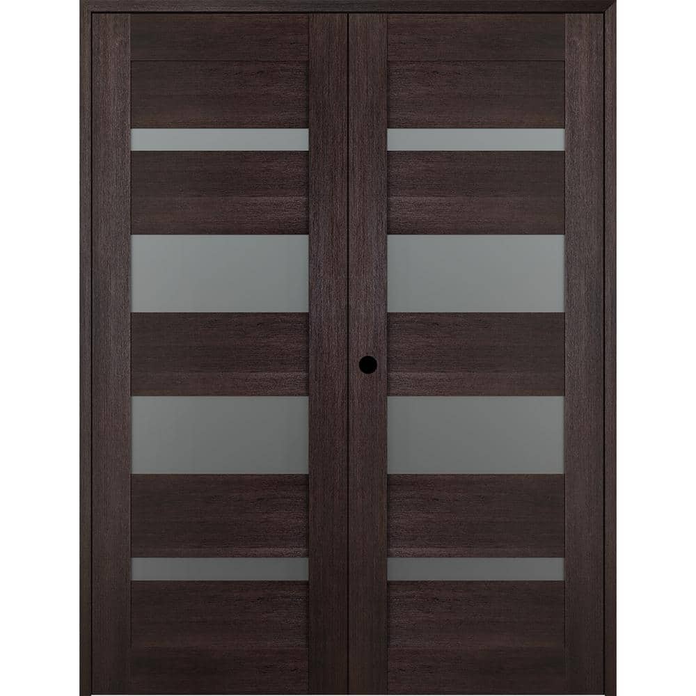 Vona 60 in. x 84 in. Right Hand Active 5-Lite Frosted Glass Veralinga Oak Wood Composite Double Prehung Interior Door price history on PriceWatchPro