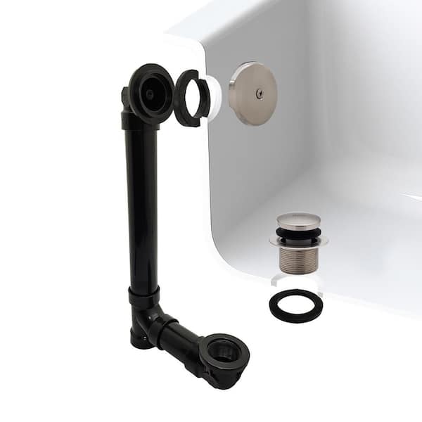 1-1/2 in. x 12 in. Bath Waste & Overflow with One-Hole Faceplate and Tip-Toe Drain - Sch. 40 ABS, Stainless Steel