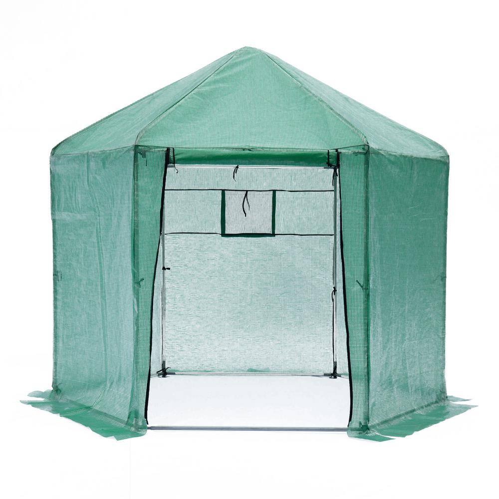 9.2 ft. x 8.1 ft. Hexagonal Upgraded Reinforced Frame Heavy-Duty Greenhouse