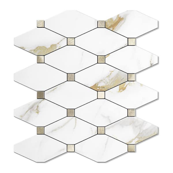 Golden Mosaic 12.7 in. x 12 in. Vinyl Peel and Stick Backsplash 10-Pack