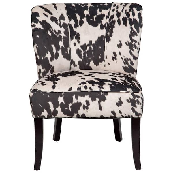 Unbranded Mimi Black and White Cow Print Tulip-Back Accent Chair