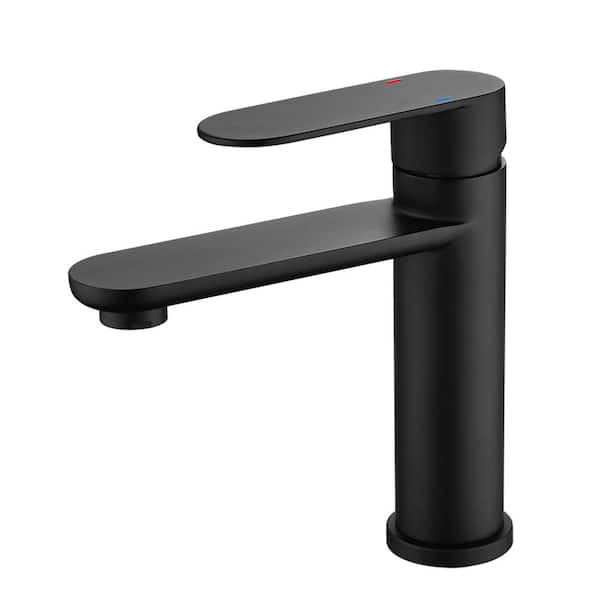 Unbranded Single Handle Bathroom Faucet, Single Hole Bathroom Sink Faucet with Handle in Matte Black