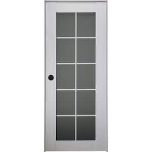 Smart Pro 30 in. x 80 in. Right-Handed 10-Lite Frosted Glass Polar White Wood Composite Single Prehung Interior Door