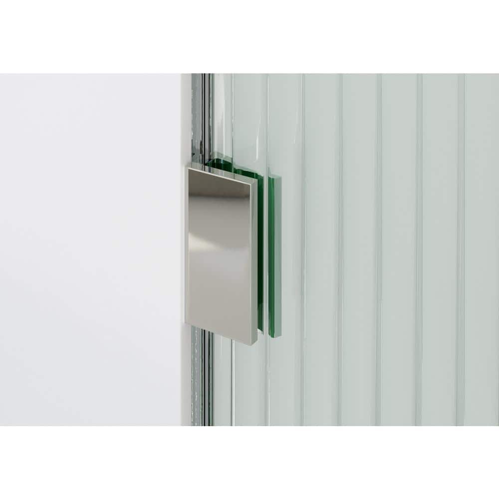 Aurora 78" Fluted Frosted Glass Frameless Shower Door with Chrome Finish
