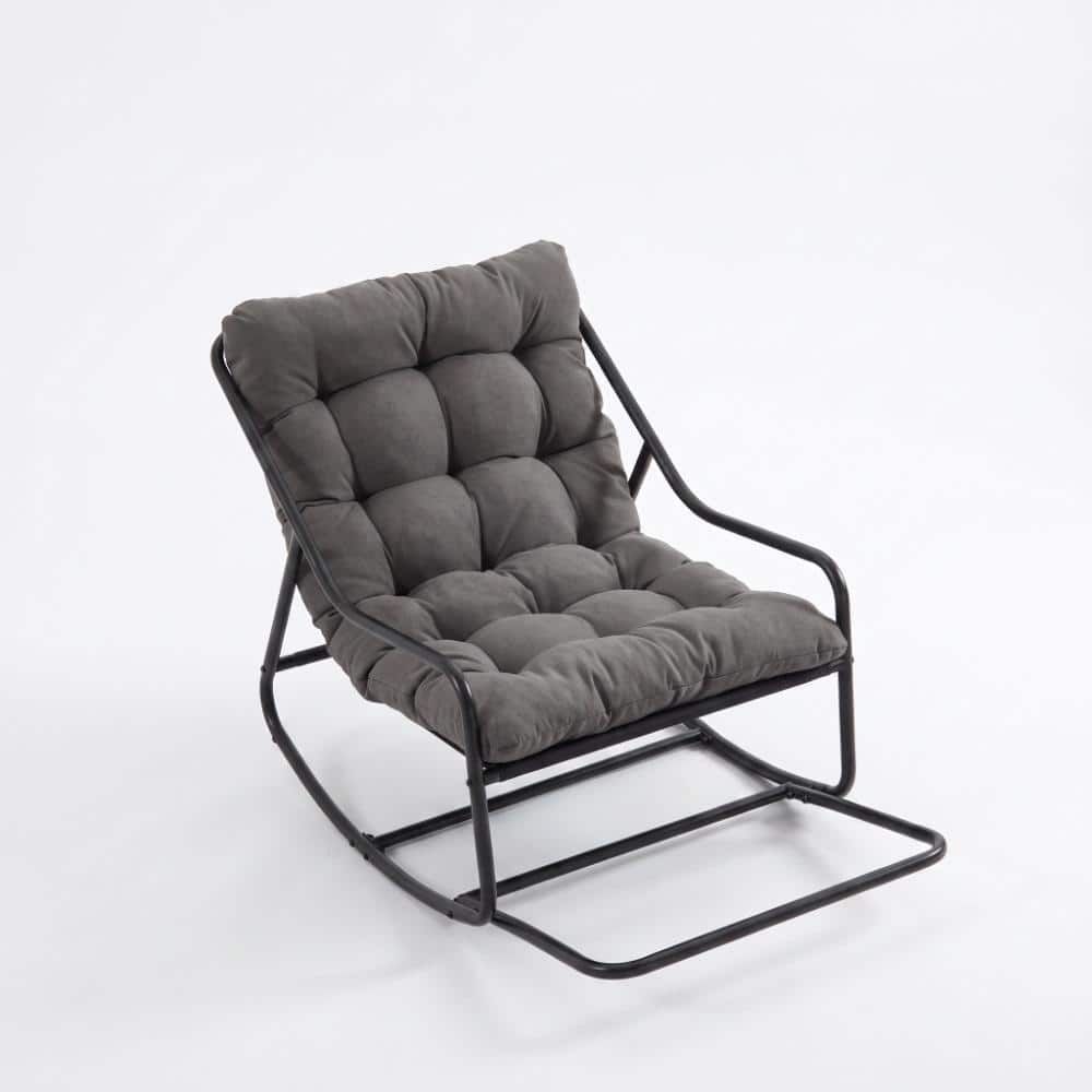 Gray Outdoor Rocking Chair with Soft Thick Cushion and Black Frame for Outdoor price history on PriceWatchPro
