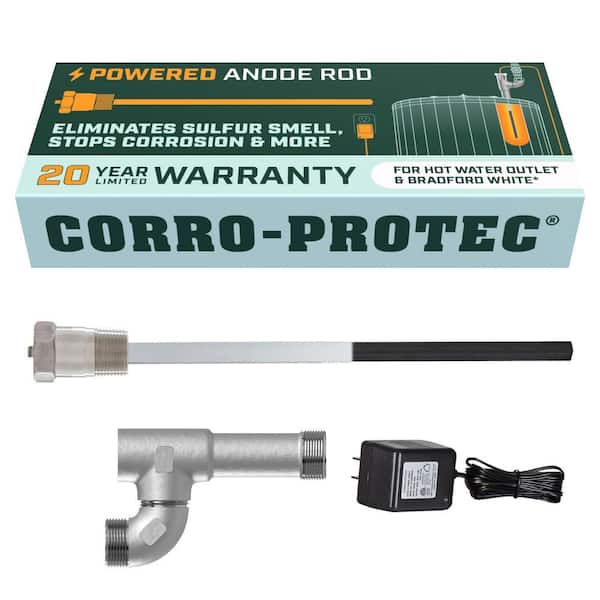 Powered Anode Rod for Bradford White Water Heater and Hot Water Outlet, Stops Odors and Corrosion, 20-year warranty
