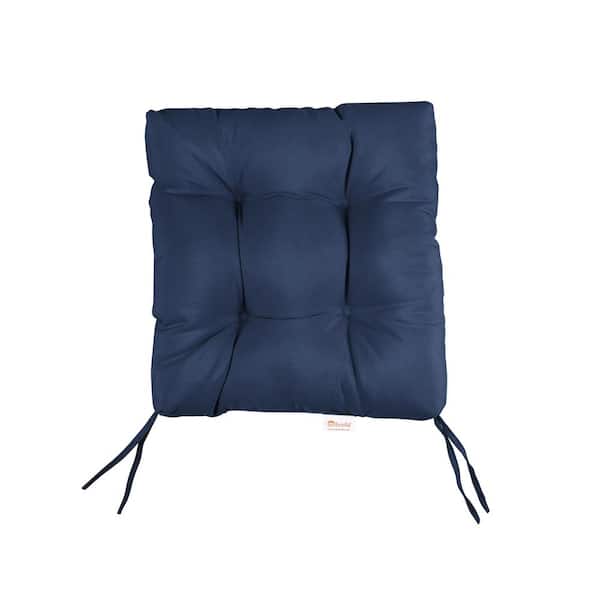 SORRA HOME Sunbrella Canvas Navy Tufted Chair Cushion Square Back 16 x 16 x 3