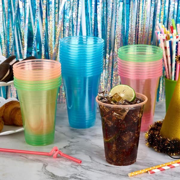 Lynzavix 3.8 in Neon Multi-Color Disposable Plastic Cups, 100/Case