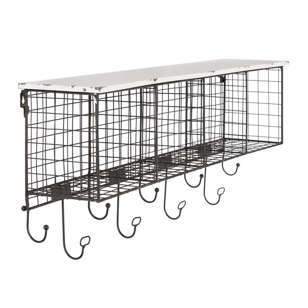 White Multi Cubby Coat and Hat Rack with 4-Cubbies and Shelf -  Linon Home Decor, THD03483