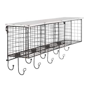White Multi Cubby Coat and Hat Rack with 4-Cubbies and Shelf