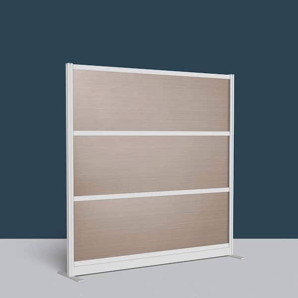 Oakwood Modular Wall 70 in. x 70 in. White Oak Laminated Wall with Gray Frame-3 Panels-Room Divider
