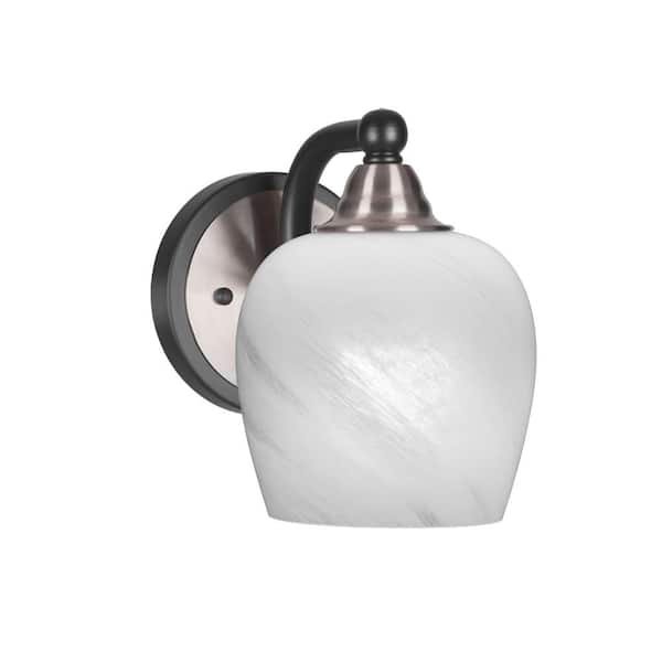 Unbranded Madison 6 in. 1-Light Matte Black and Brushed Nickel Wall Sconce with Standard Shade