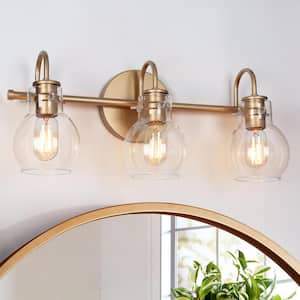 LNC Modern Light Gold Bathroom Vanity Light 13 in. W 2-Light Powder ...