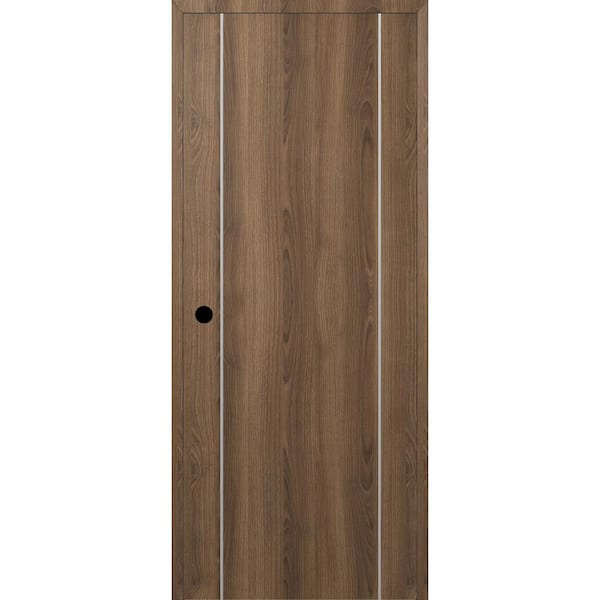 Belldinni Optima 2U DIY-Friendly 24 in. x 80 in. Right-Hand Solid Core Pecan Nutwood Composite Single Prehung Interior Door