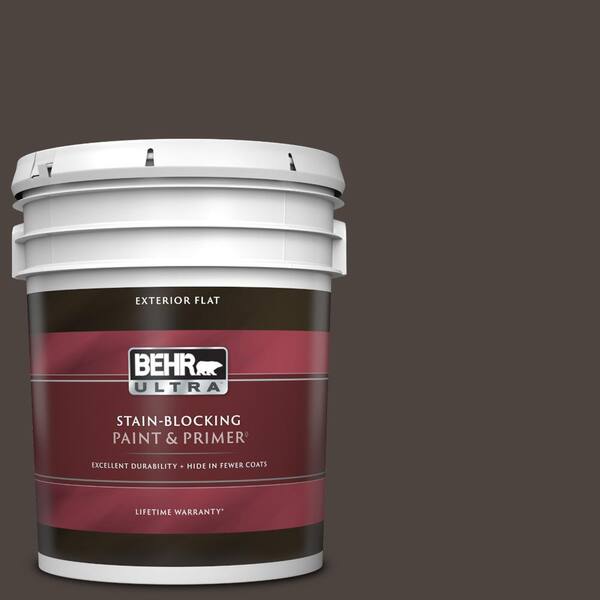 BEHR ULTRA 5 gal. #PPU5-01 Espresso Beans Flat Exterior Paint & Primer