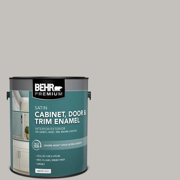 BEHR PREMIUM 1 gal. #PPU18-10 Natural Gray Satin Enamel Interior/Exterior Cabinet, Door & Trim Paint