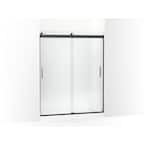 Levity 59.625 in. W x 74 in. H Sliding Frameless Shower Door in Matte Black with Frosted Glass