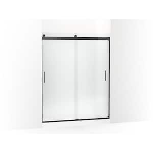 Levity 56-60 in. W x 74 in. H Sliding Frameless Shower Door in Matte Black with Frosted Glass