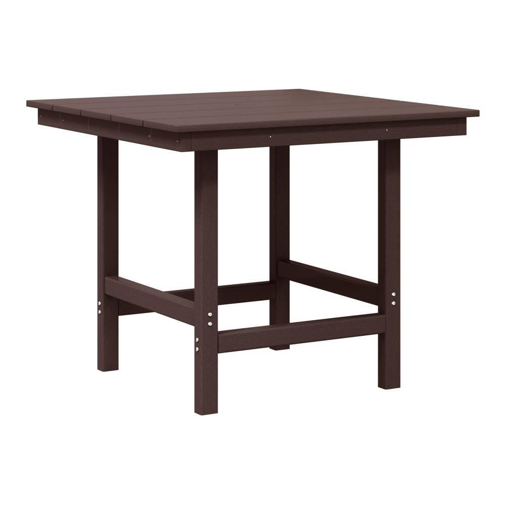 "Shoreside Outdoor All Weather Plastic 36"" Square Patio Dining Table in Dark Brown" price history on PriceWatchPro