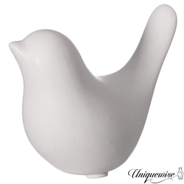 White 3.9 in. High Bird Ceramic Sculpture Small