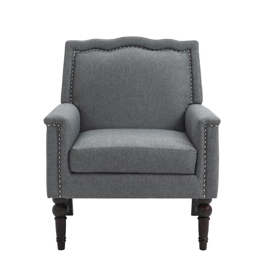 Reviews for Uixe Gray Linen Arm Chair with Nailhead Trim