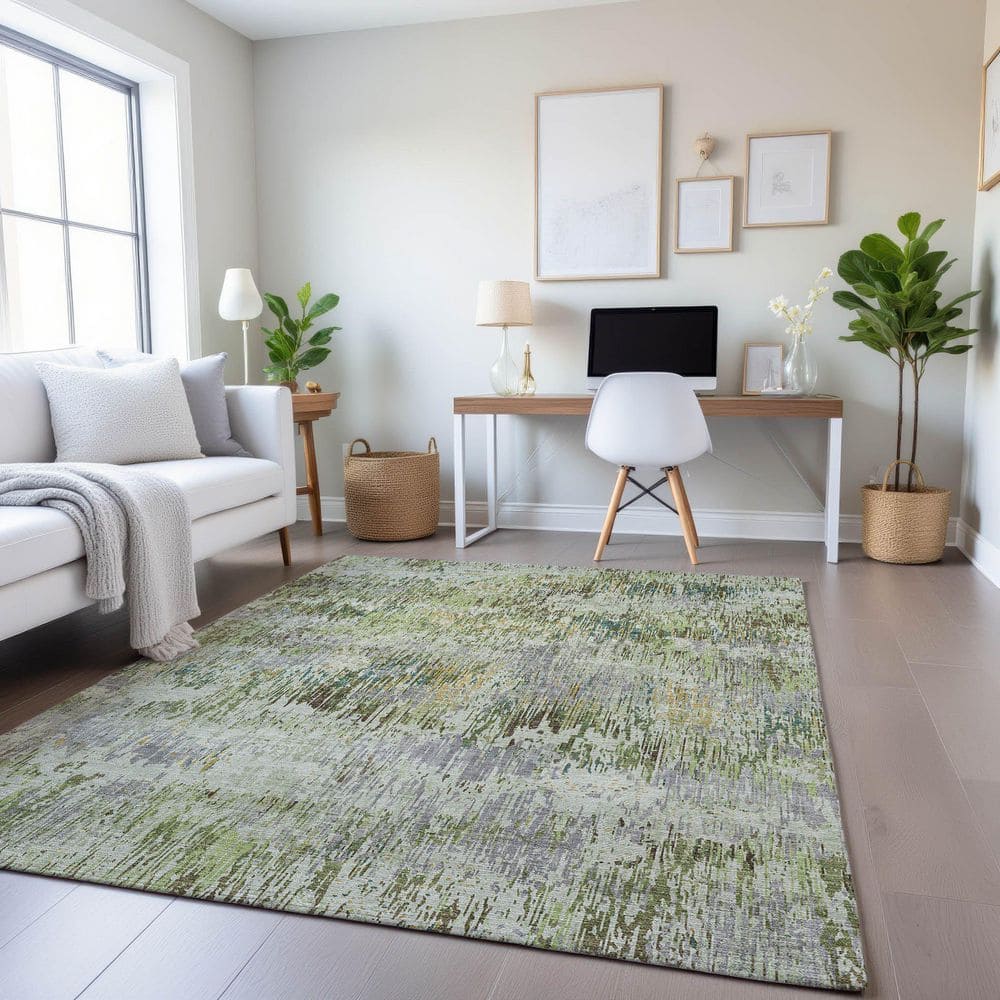 Mayfield Premium Machine Washable Abstract AMF1377 Aloe 8 ft. x 10 ft. Area Rug price history on PriceWatchPro