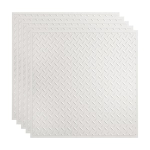 Diamond Plate 2 ft. x 2 ft. Matte White Lay-In Vinyl Ceiling Tile (20 sq. ft.)