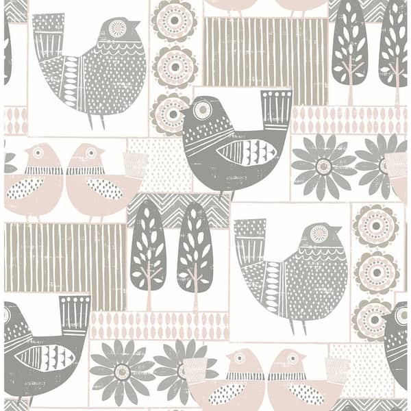 NuWallpaper Spring Chickens Greys Vinyl Strippable Roll (Covers 30.75 sq. ft.)