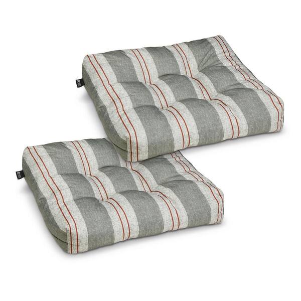 Classic Accessories Classic Stone Textured Stipe 19 in. L x 19 in. W x 5 in. Thick Square Patio Seat Cushion (2-Pack)
