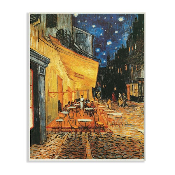Stupell Industries "Cafe Terrace at Night Traditional Painting" by Vincent Van Gogh Unframed Culture Wood Wall Art Print 10 in. x 15 in.