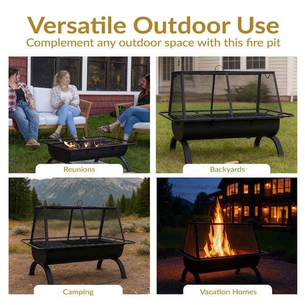 Sunnydaze Northland 36 in. x 27 in. Rectangle Steel Wood Burning
