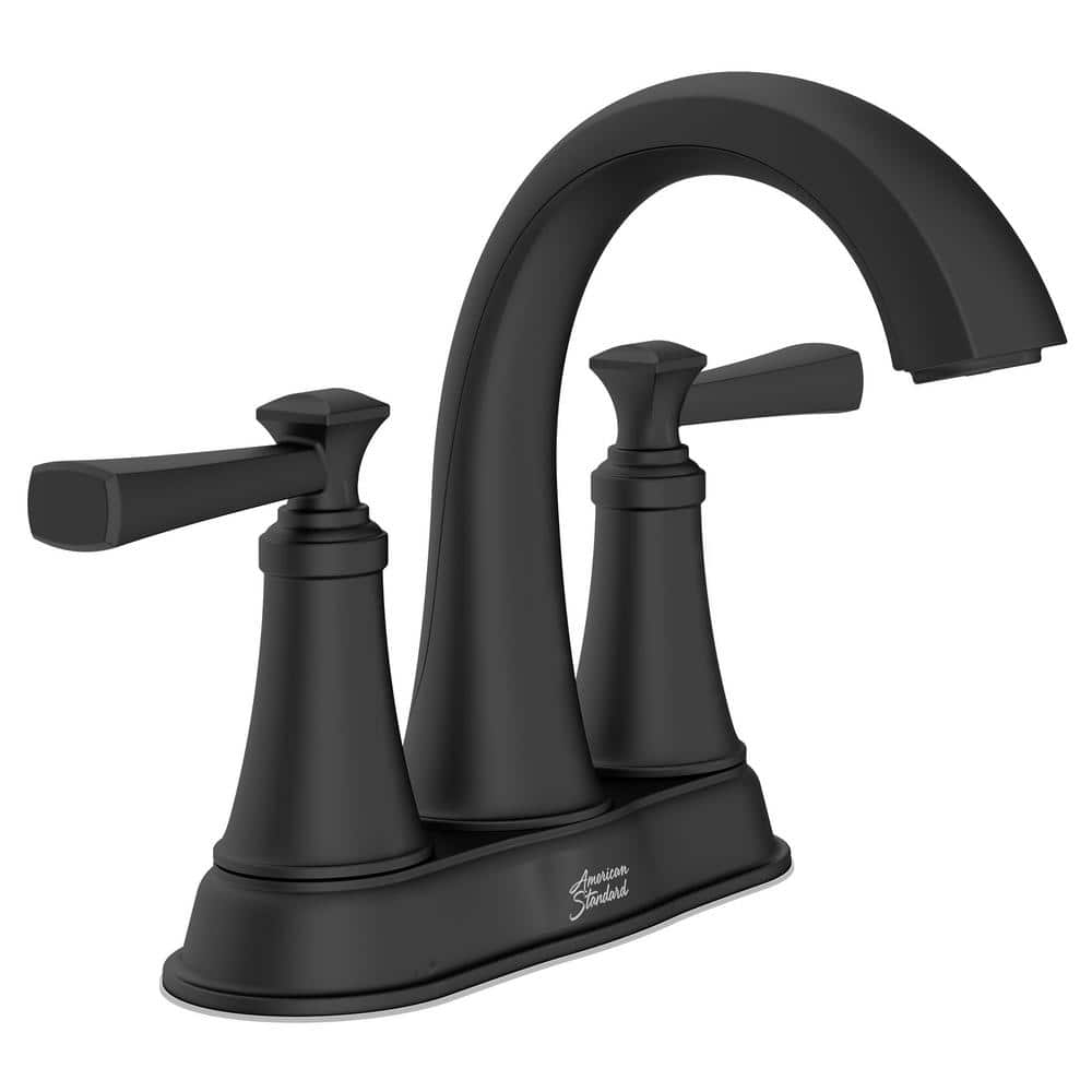 American Standard Rumson 4 In Centerset 2 Handle Bathroom Faucet In Matte Black 7417201243 The Home Depot