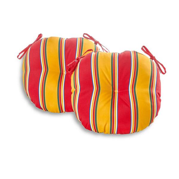 Greendale Home Fashions Carnival Stripe 18 in. Round Outdoor Seat Cushion (2-Pack)
